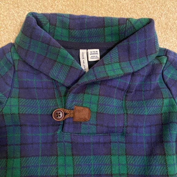 Janie and Jack BABY PLAID SHAWL COLLAR 1-PIECE - Picture 2 of 4